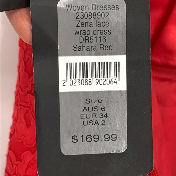NWT Ever New Red Woven Lace Zena Wrap Dress in Sahara  Red size 2 - Picture 12 of 16